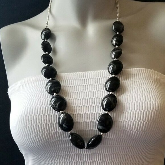 LUCITE MARBLED SAUCER BANGLE BRACELET & NECKLACE - Picture 8 of 8